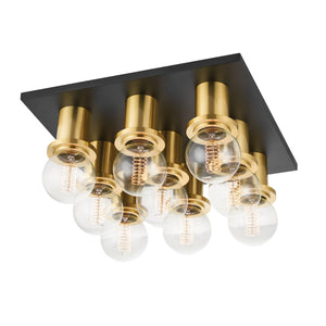 Mitzi - H526509-AGB/SBK - Nine Light Flush Mount - Brandi - Aged Brass/Soft Black