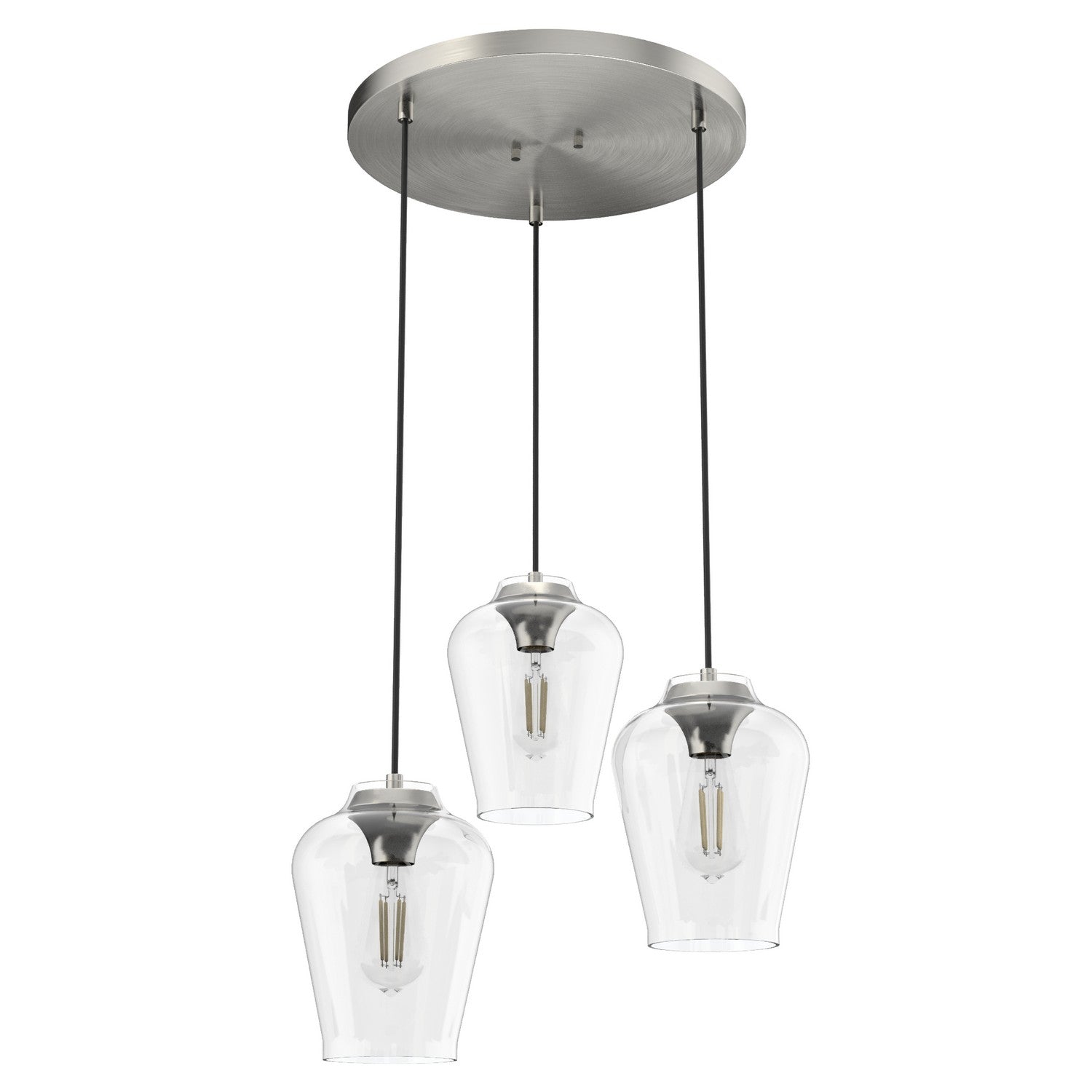 Hunter - 19727 - Three Light Pendant - Vidria - Brushed Nickel