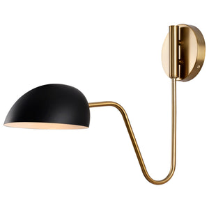 Nuvo Lighting - 60-7391 - One Light Wall Sconce - Trilby - Matte Black / Burnished Brass