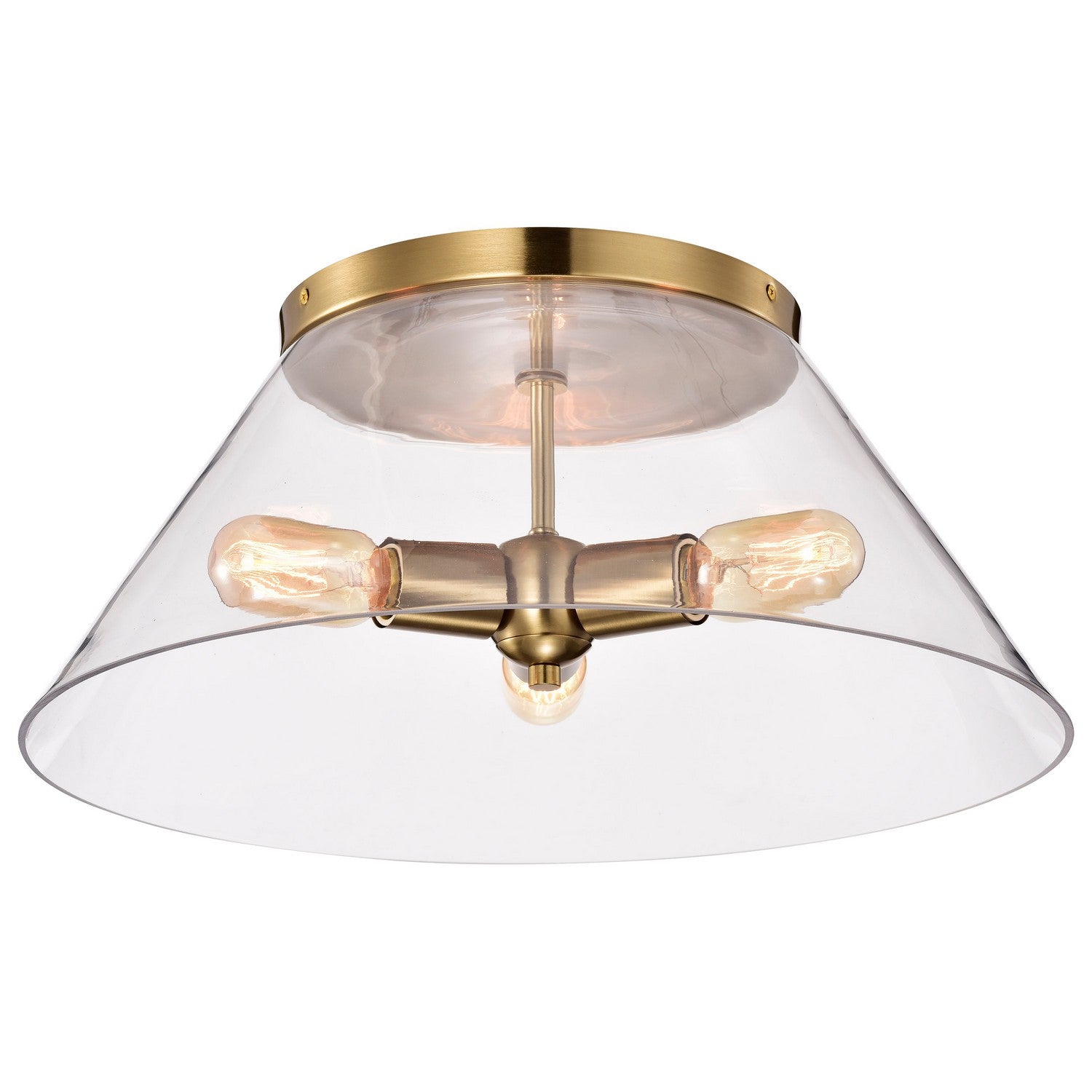 Nuvo Lighting - 60-7422 - Three Light Flush Mount - Dover - Vintage Brass