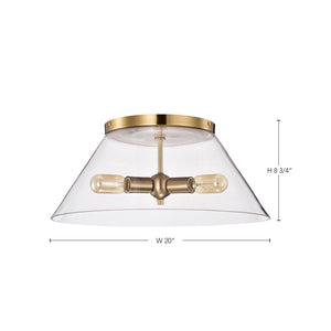 Nuvo Lighting - 60-7422 - Three Light Flush Mount - Dover - Vintage Brass