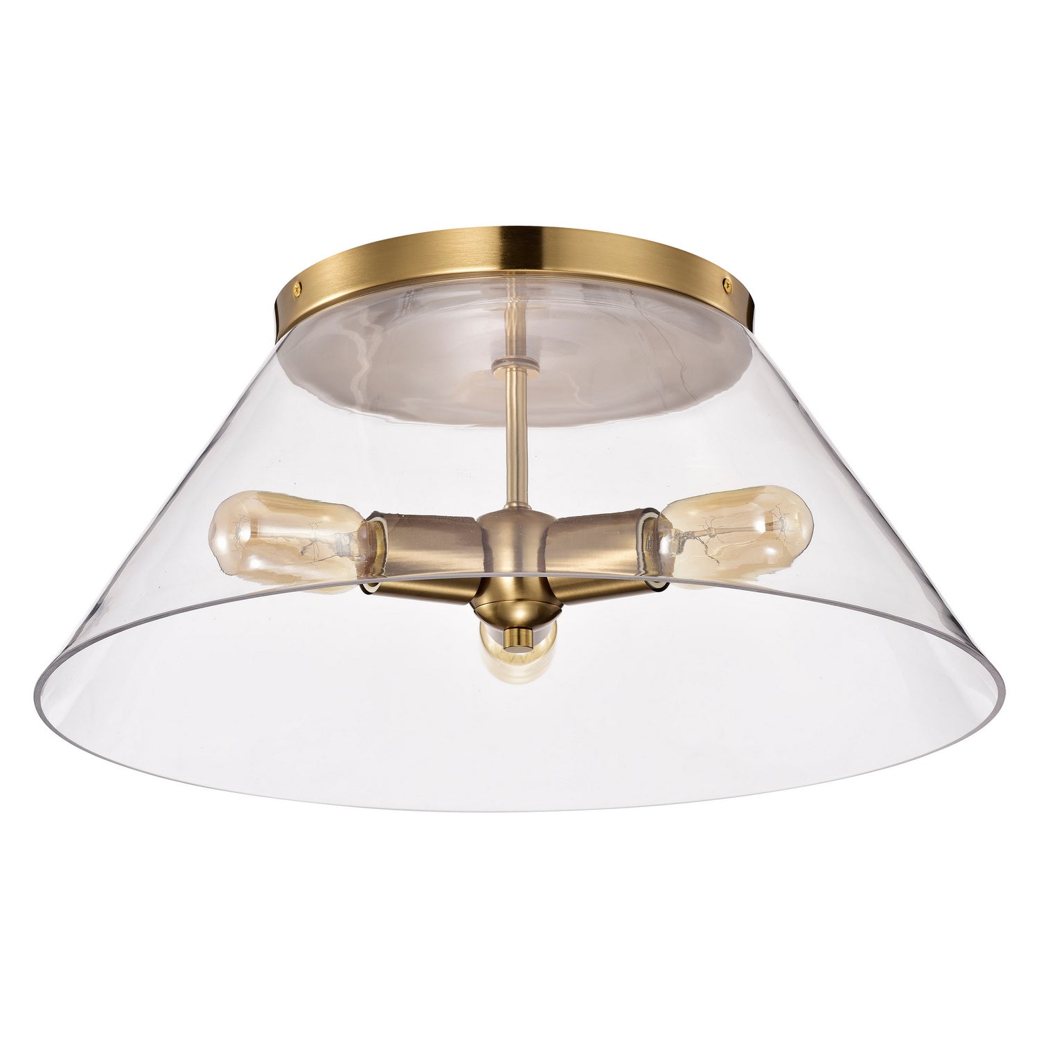 Nuvo Lighting - 60-7422 - Three Light Flush Mount - Dover - Vintage Brass