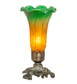 Meyda Tiffany - 10214 - One Light Mini Lamp - Amber/Green - Mahogany Bronze