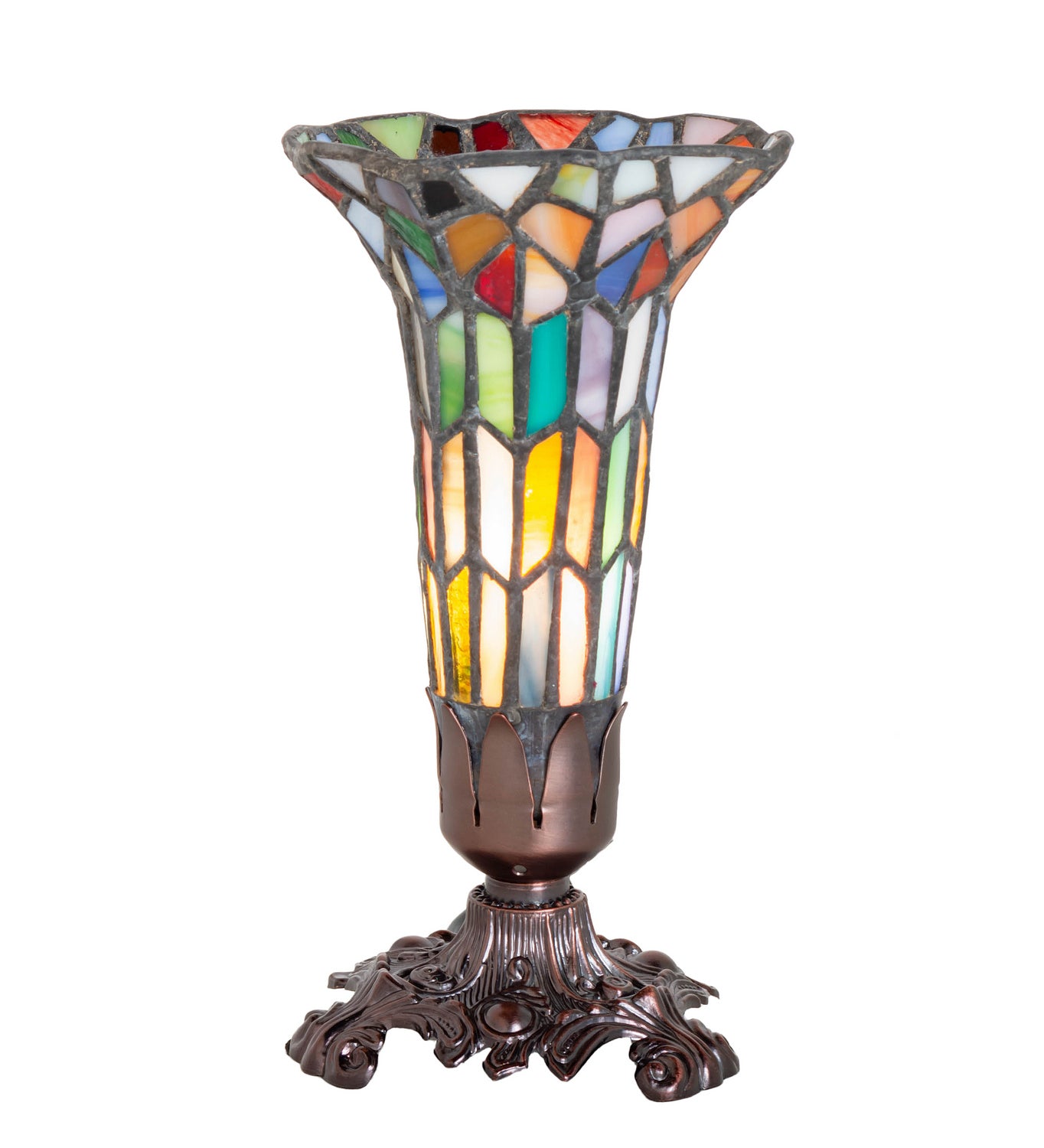 Meyda Tiffany - 10225 - Mini Lamp - Stained Glass Pond Lily - Mahogany Bronze