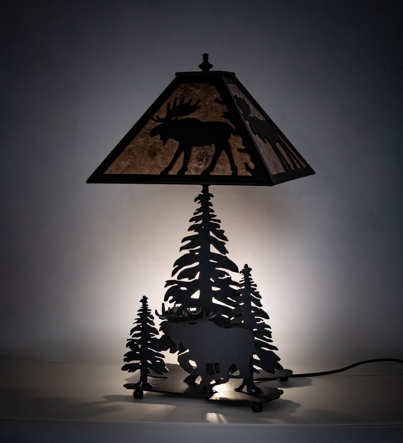 Meyda Tiffany - 102984 - One Light Table Lamp - Moose On The Loose - Black Metal