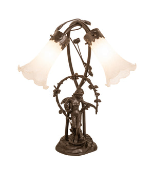 Meyda Tiffany - 109504 - Two Light Table Lamp - White - Mahogany Bronze