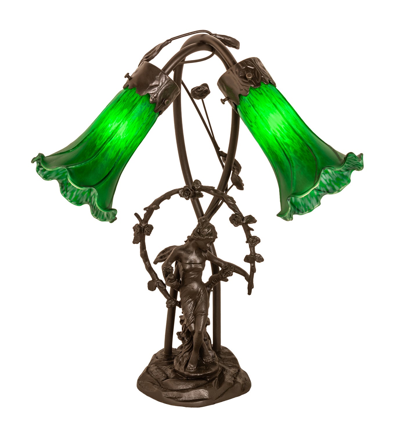 Meyda Tiffany - 109514 - Two Light Table Lamp - Green - Mahogany Bronze