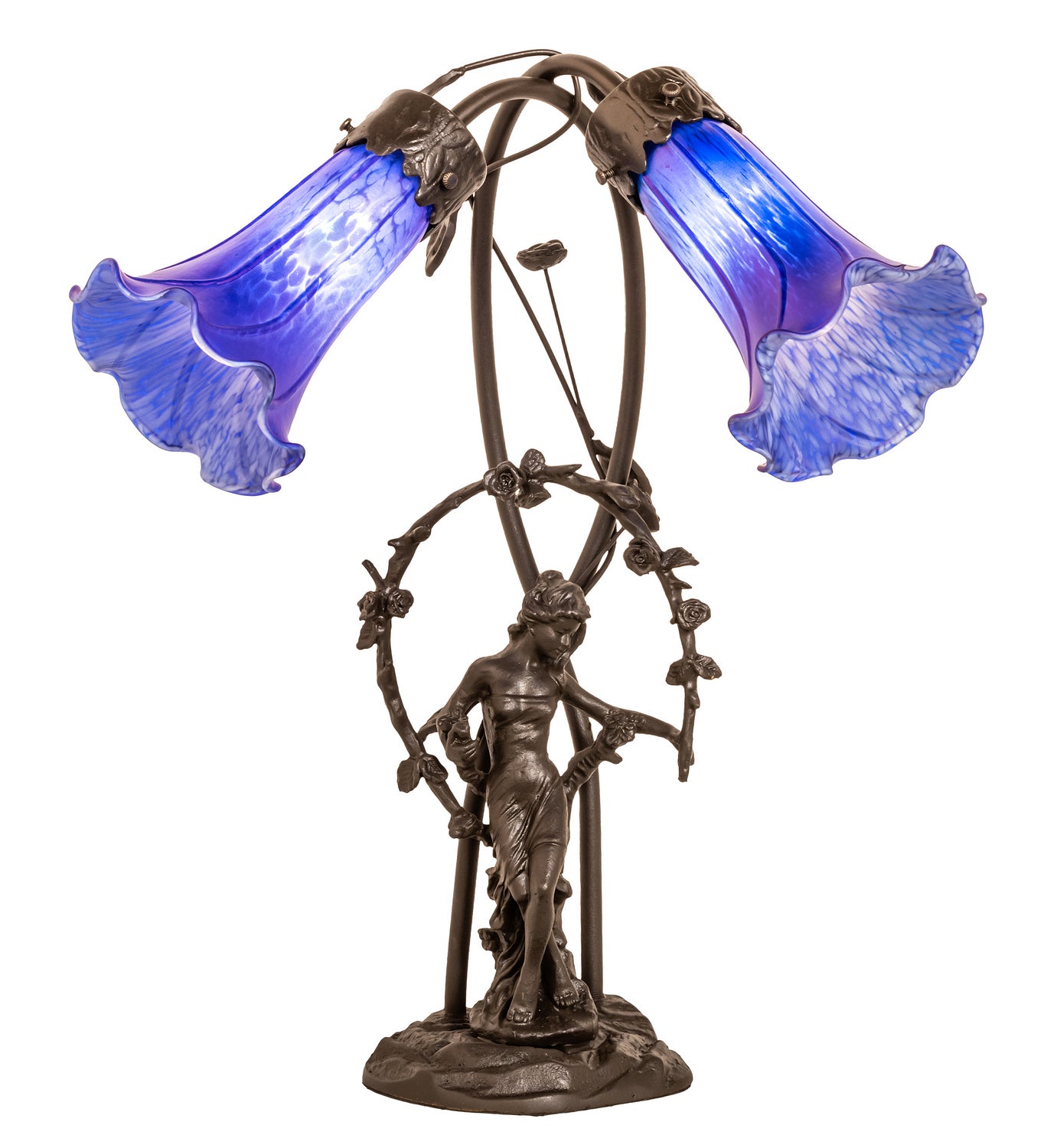 Meyda Tiffany - 115880 - Two Light Table Lamp - Blue - Mahogany Bronze