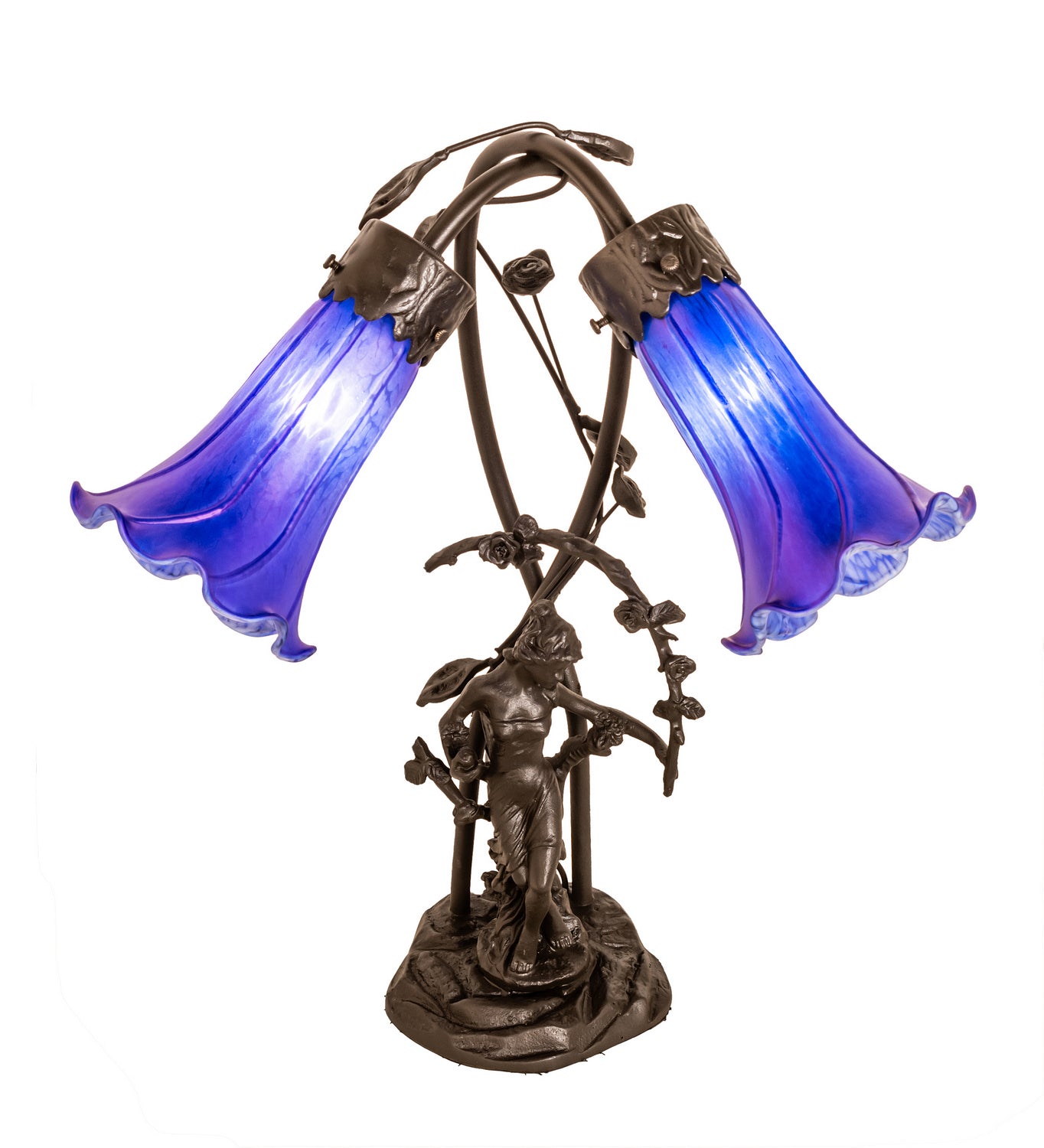 Meyda Tiffany - 115880 - Two Light Table Lamp - Blue - Mahogany Bronze