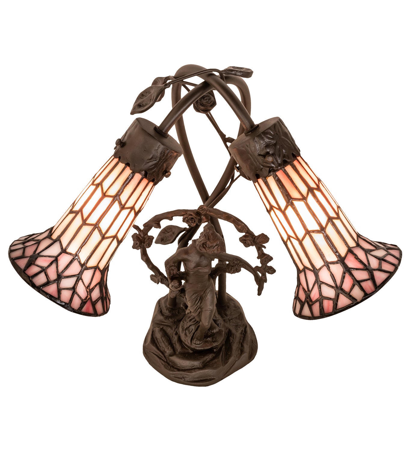 Meyda Tiffany - 134637 - Two Light Table Lamp - Stained Glass Pond Lily - Mahogany Bronze