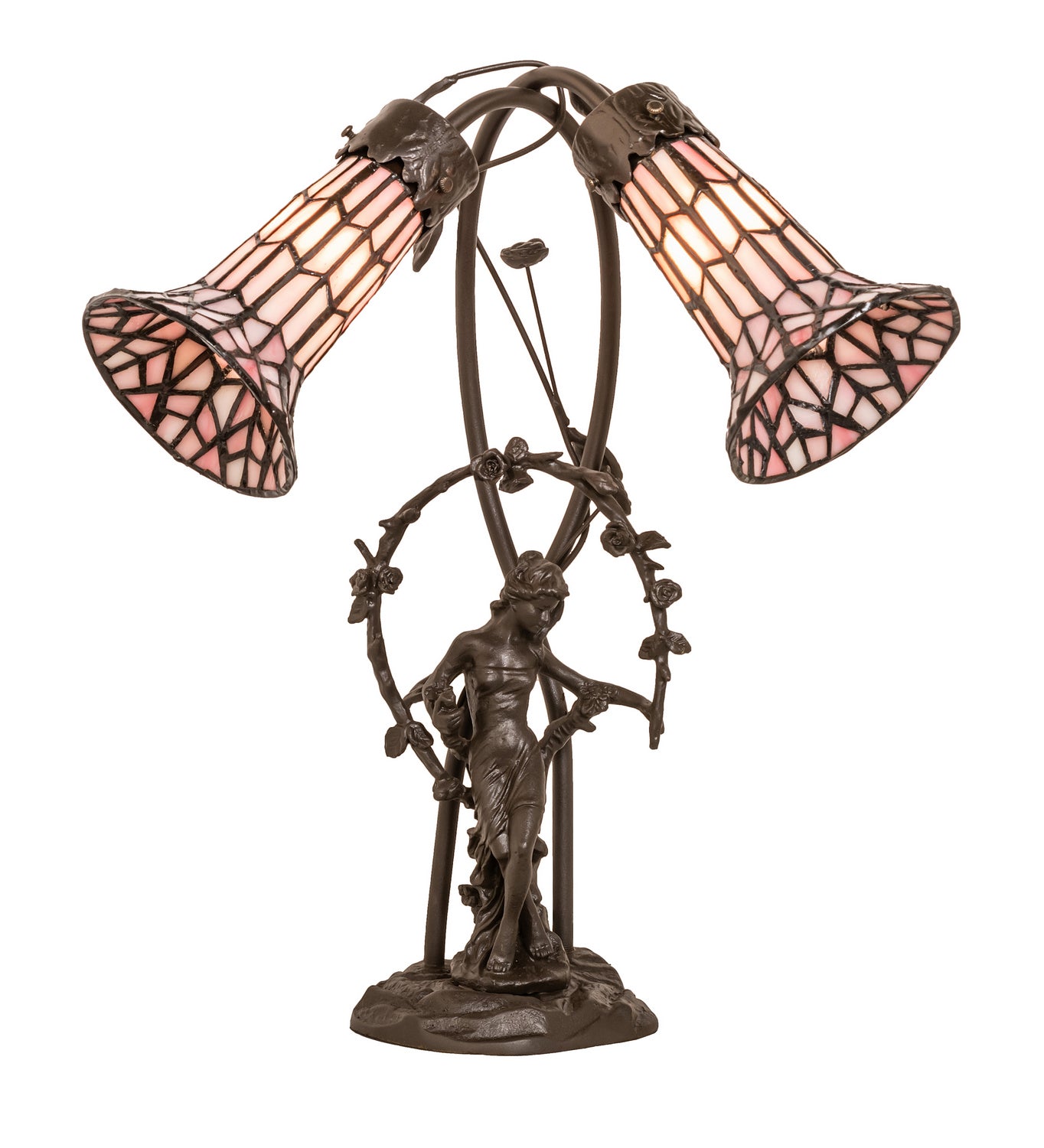 Meyda Tiffany - 134637 - Two Light Table Lamp - Stained Glass Pond Lily - Mahogany Bronze