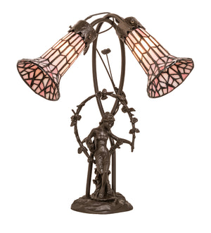 Meyda Tiffany - 134637 - Two Light Table Lamp - Stained Glass Pond Lily - Mahogany Bronze