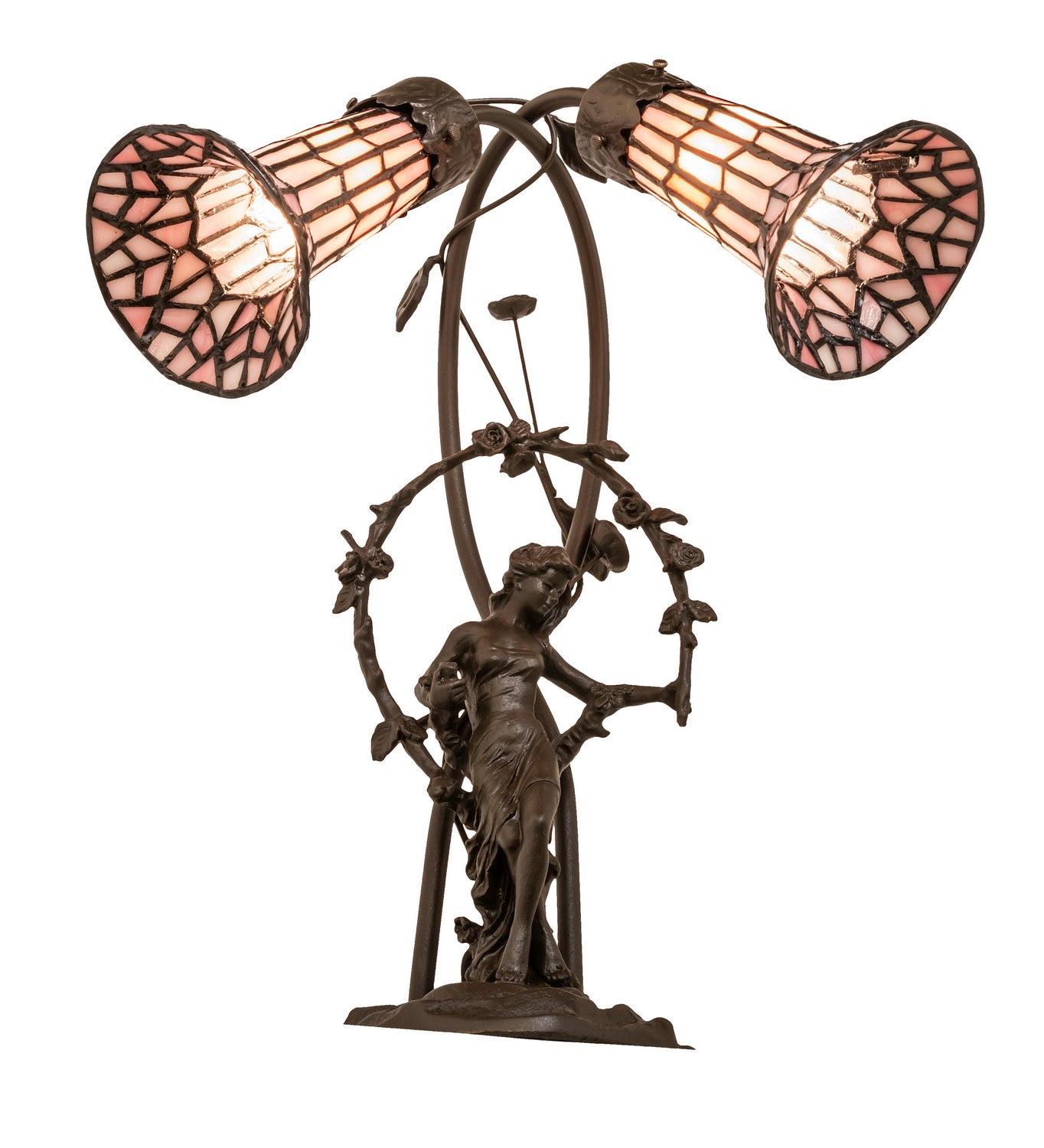 Meyda Tiffany - 134637 - Two Light Table Lamp - Stained Glass Pond Lily - Mahogany Bronze