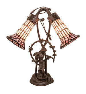 Meyda Tiffany - 134637 - Two Light Table Lamp - Stained Glass Pond Lily - Mahogany Bronze