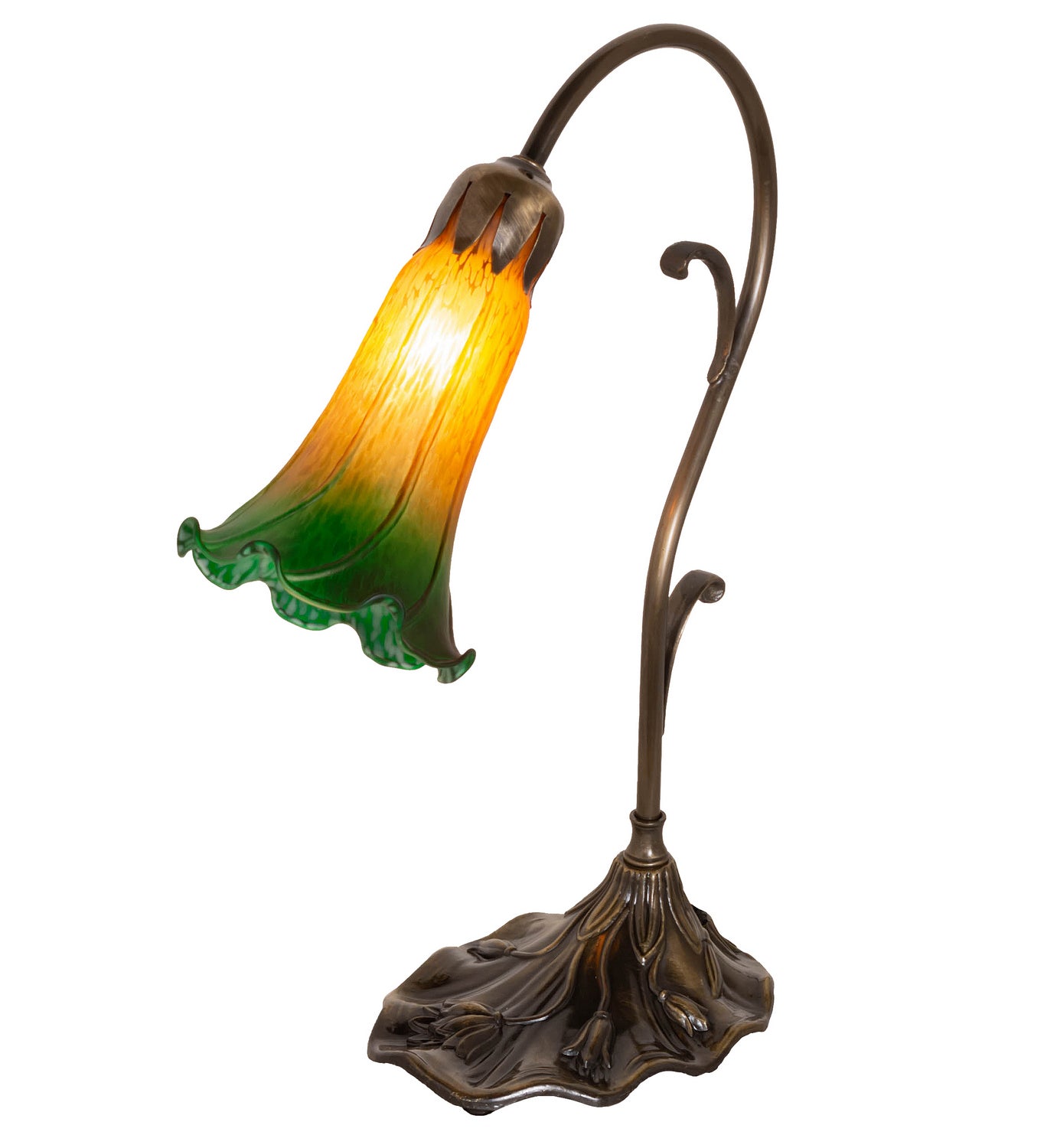 Meyda Tiffany - 17014 - One Light Mini Lamp - Amber/Green - Antique Brass