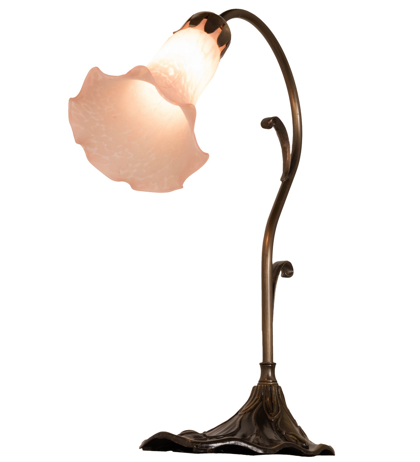 Meyda Tiffany - 17022 - One Light Mini Lamp - Pink - Antique Brass