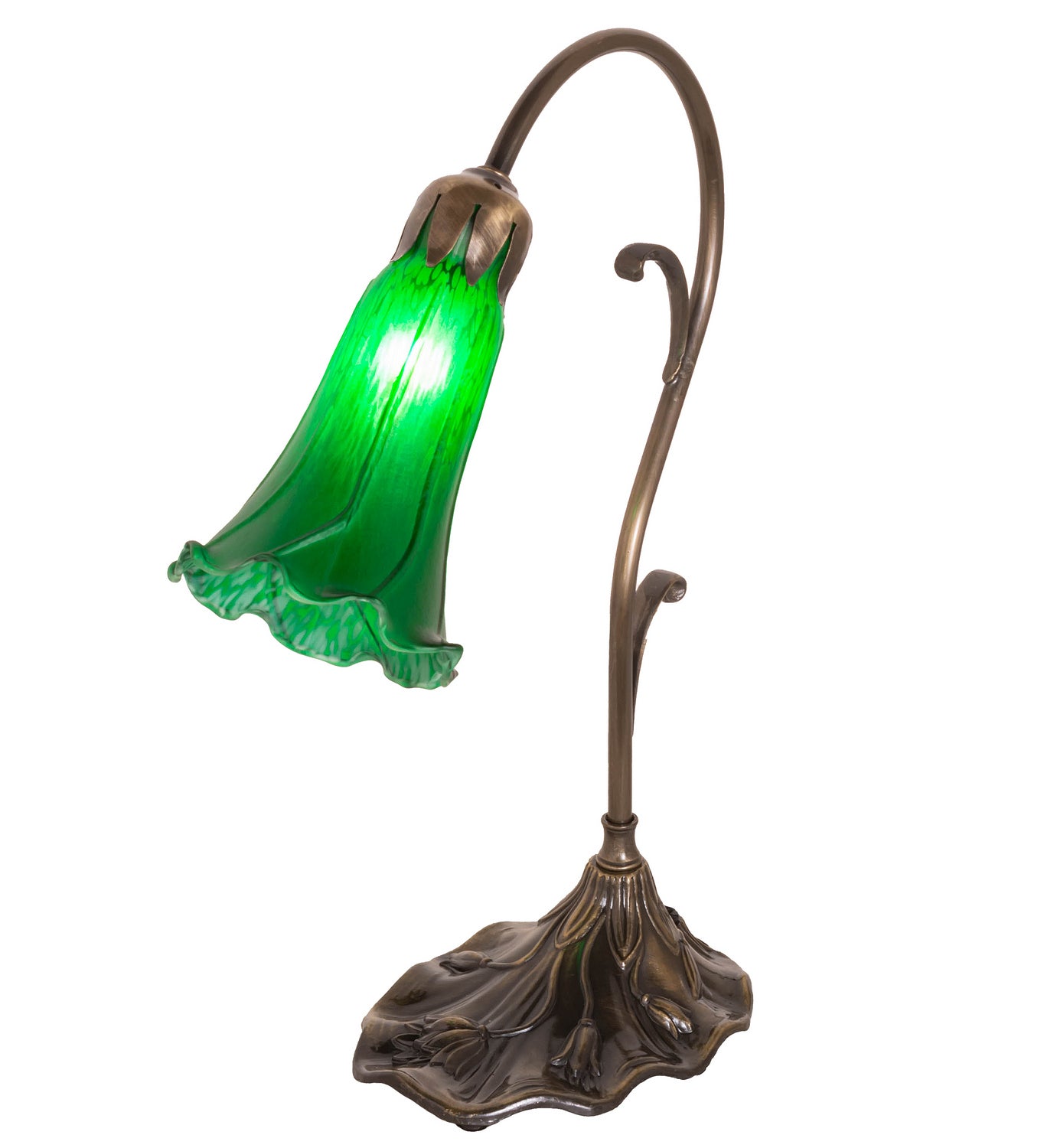 Meyda Tiffany - 17043 - One Light Mini Lamp - Green - Antique Brass