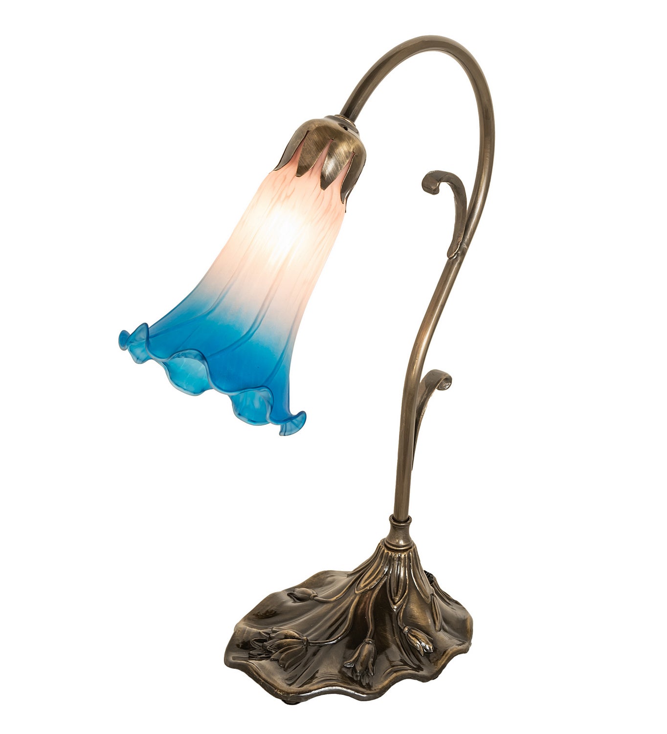 Meyda Tiffany - 17124 - One Light Mini Lamp - Pink/Blue - Antique Brass