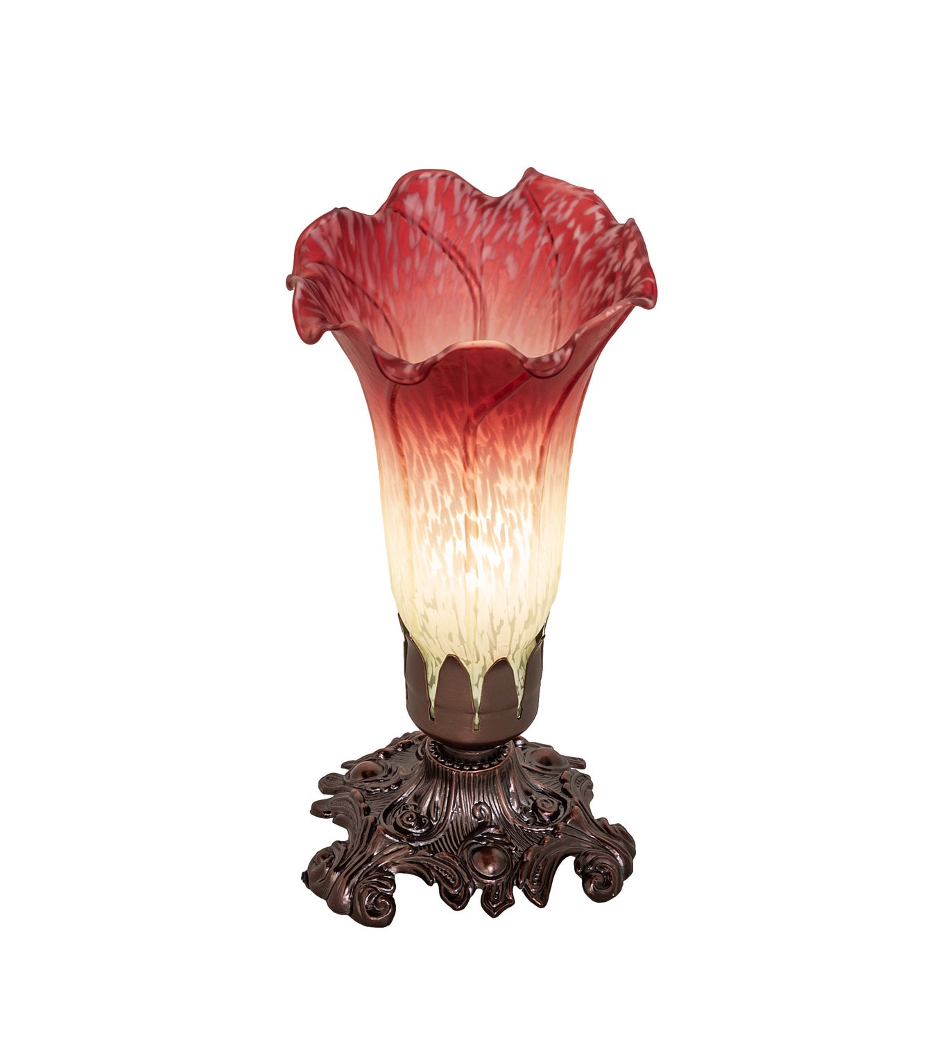 Meyda Tiffany - 185087 - One Light Accent Lamp - Seafoam/Cranberry Pond Lily - Mahogany Bronze