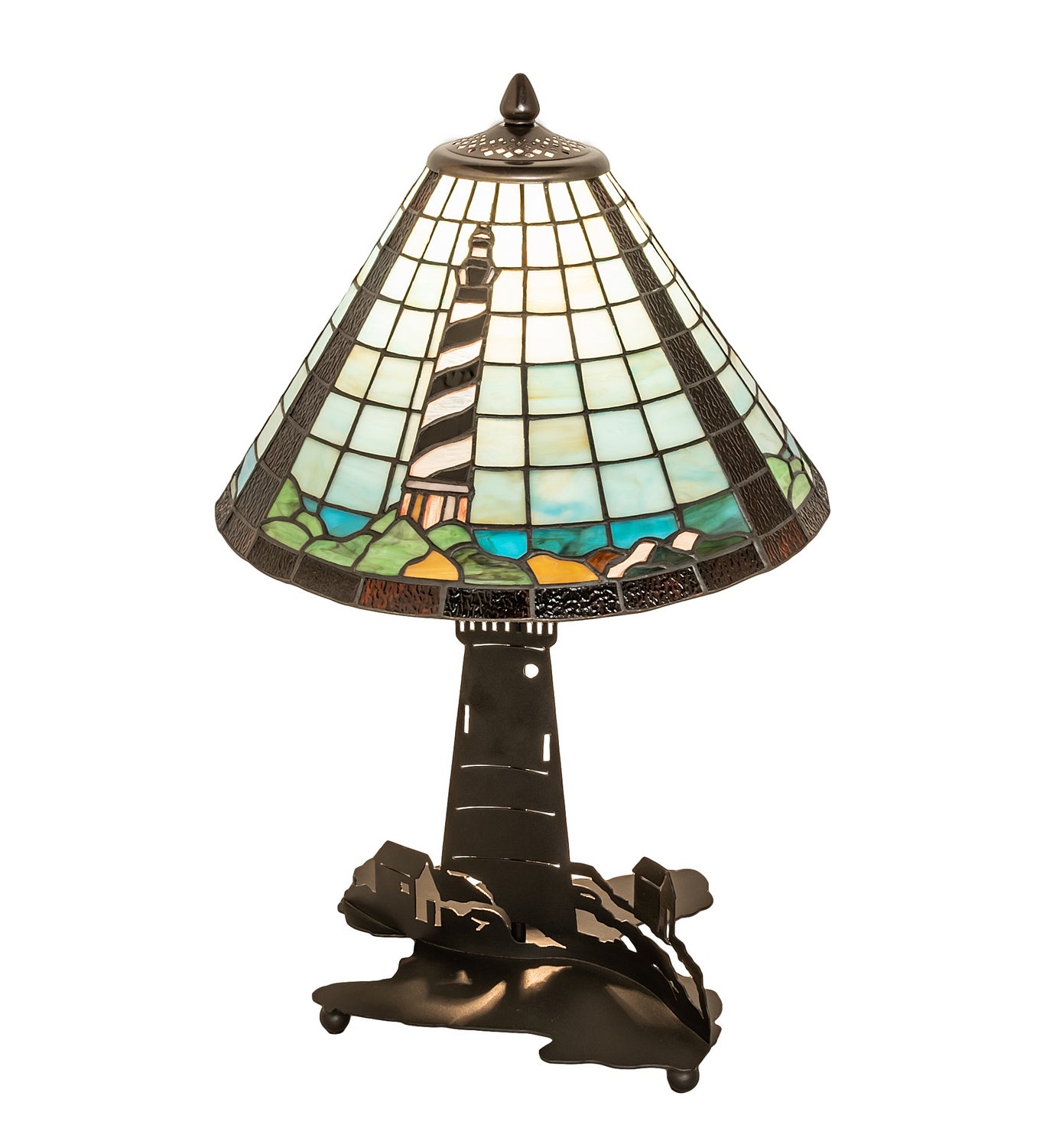 Meyda Tiffany - 215491 - Two Light Table Lamp - Lighthouse - Black Metal