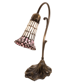 Meyda Tiffany - 21810 - One Light Mini Lamp - Stained Glass Pond Lily - Antique Brass