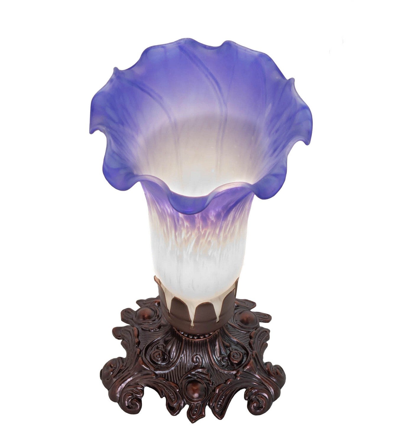 Meyda Tiffany - 231540 - One Light Mini Lamp - Blue/White Pond Lily - Mahogany Bronze