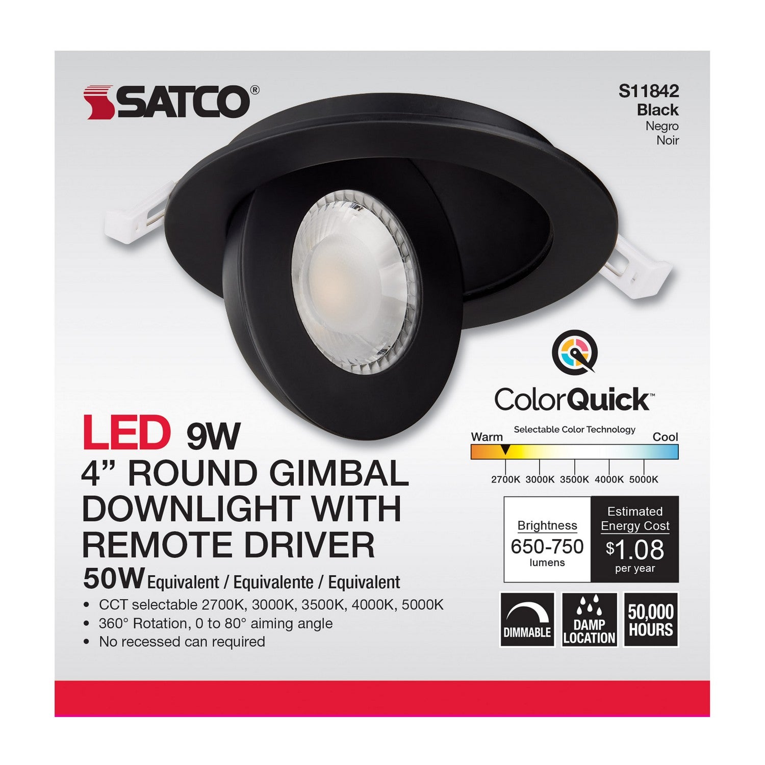 Satco - S11842 - LED Downlight - Black