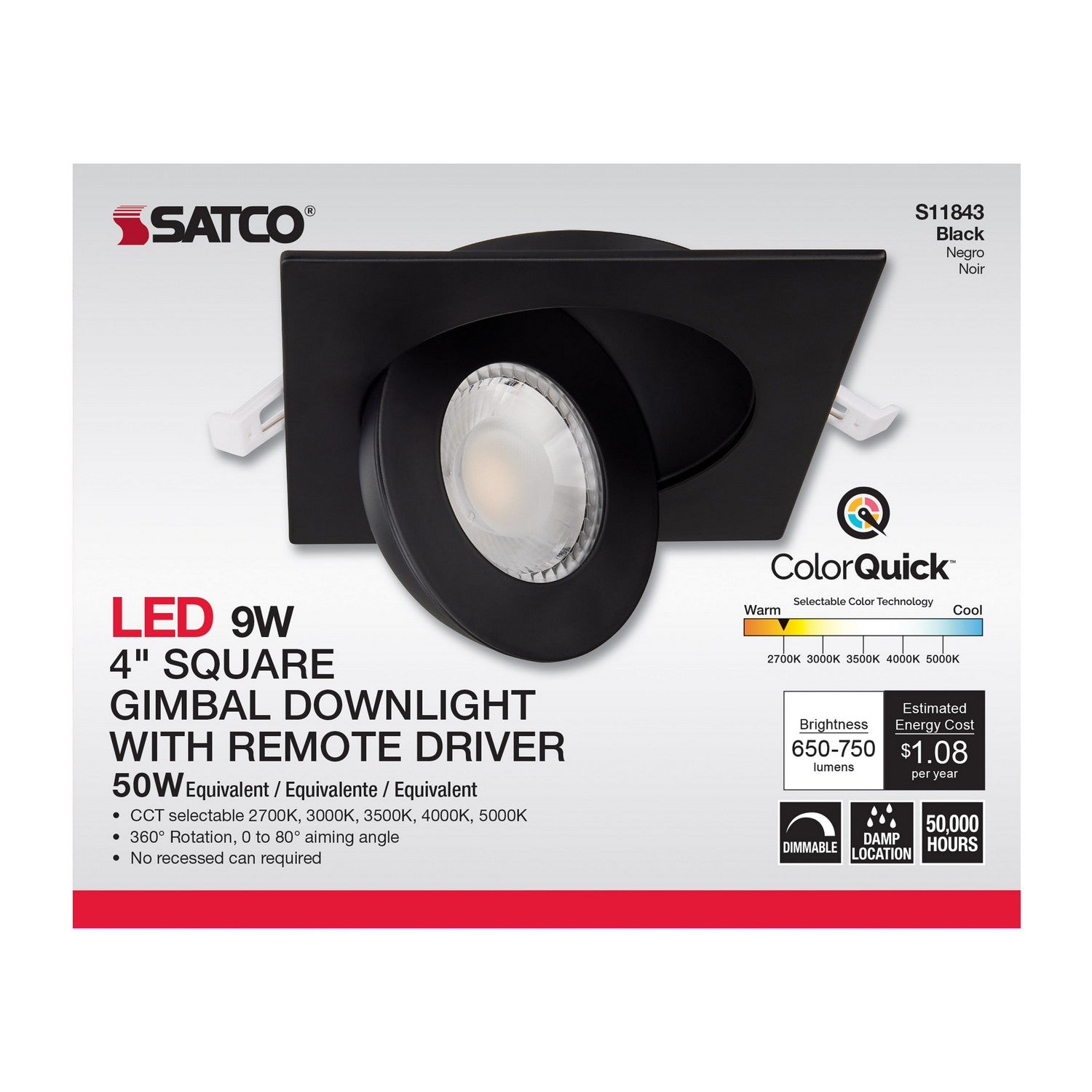 Satco - S11843 - LED Downlight - Black