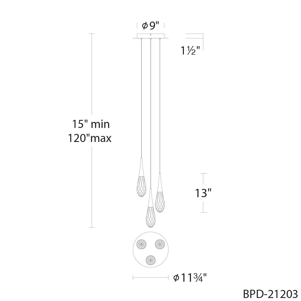 Schonbek Beyond - BPD21203-BK - LED Pendant - Hibiscus - Black