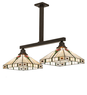 Meyda Tiffany - 247409 - Two Light Island Pendant - Parker Poppy - Craftsman Brown