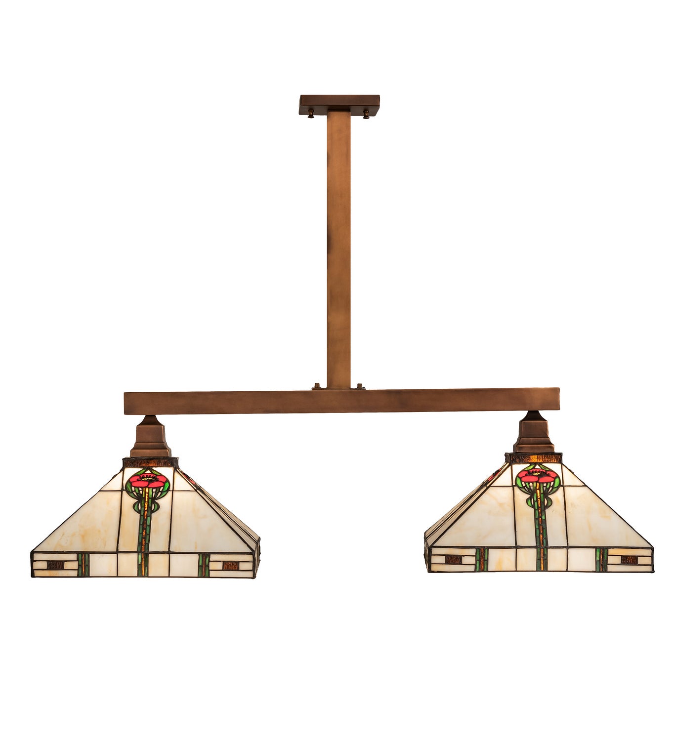 Meyda Tiffany - 250066 - Two Light Island Pendant - Parker Poppy - Craftsman Brown