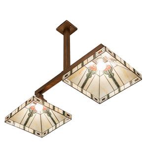 Meyda Tiffany - 250066 - Two Light Island Pendant - Parker Poppy - Craftsman Brown