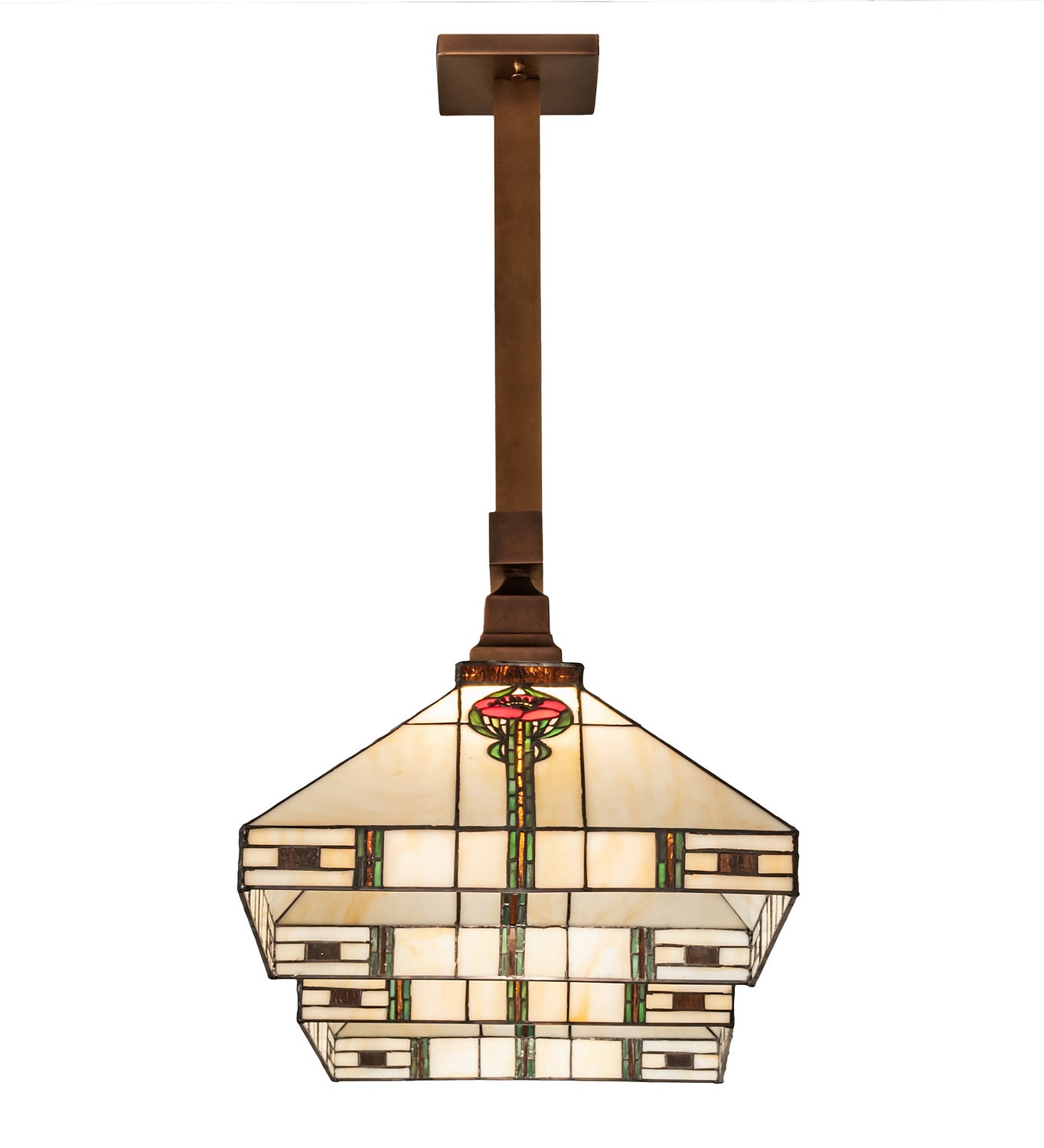 Meyda Tiffany - 250066 - Two Light Island Pendant - Parker Poppy - Craftsman Brown