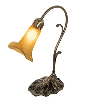 Meyda Tiffany - 71568 - One Light Mini Lamp - Amber Pond Lily - Antique Brass