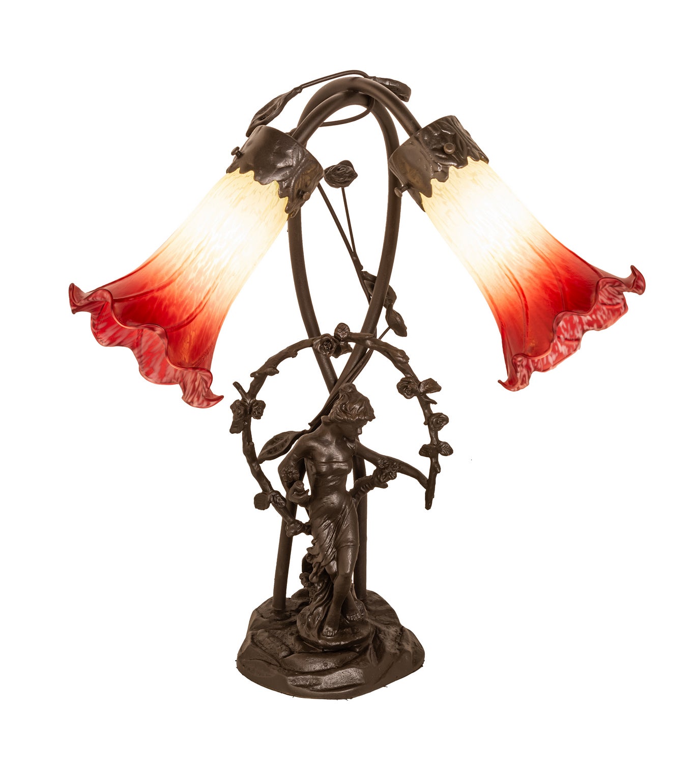 Meyda Tiffany - 251671 - Two Light Table Lamp - Seafoam/Cranberry - Mahogany Bronze