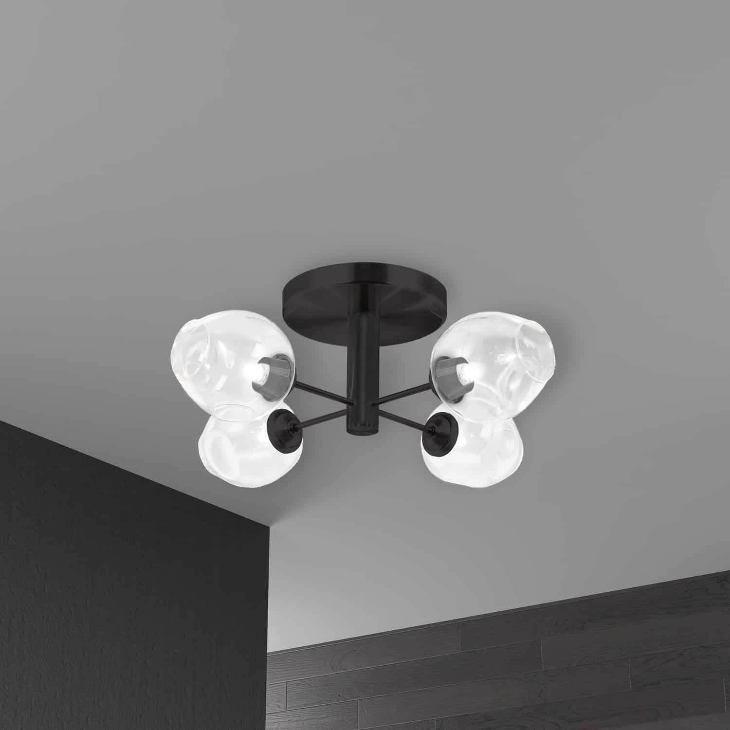 Dainolite Ltd - ABI-204SF-MB-CLR - Four Light Semi Flush Mount - Abii - Black