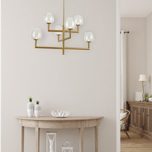 Dainolite Ltd - NOR-326C-AGB-CLR - Six Light Chandelier - Nora - Aged Brass