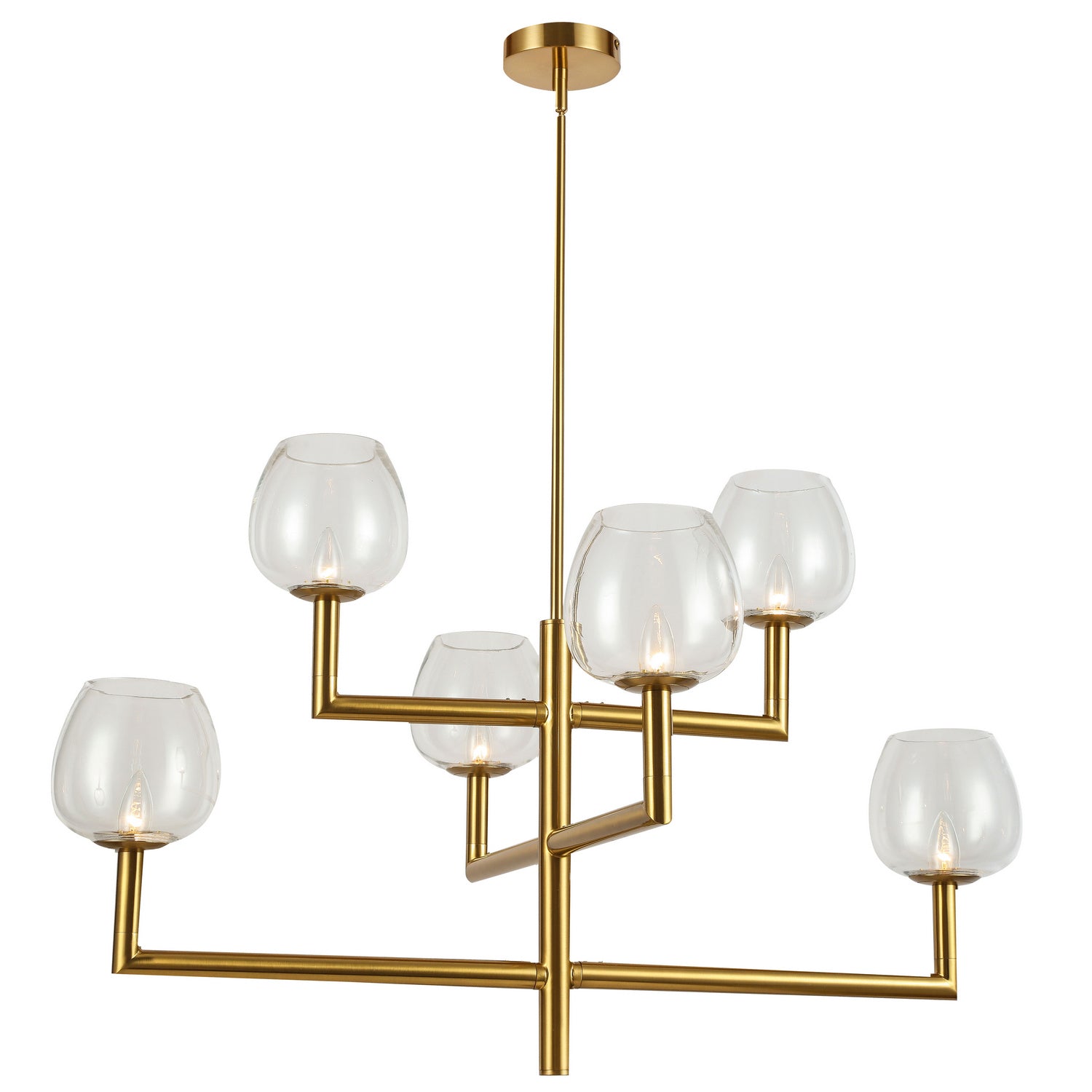 Dainolite Ltd - NOR-326C-AGB-CLR - Six Light Chandelier - Nora - Aged Brass