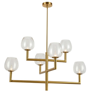 Dainolite Ltd - NOR-326C-AGB-CLR - Six Light Chandelier - Nora - Aged Brass