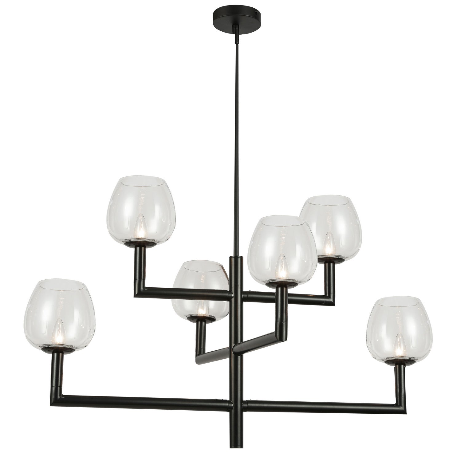 Dainolite Ltd - NOR-326C-MB-CLR - Six Light Chandelier - Nora - Black