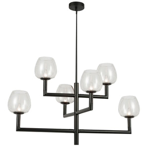 Dainolite Ltd - NOR-326C-MB-CLR - Six Light Chandelier - Nora - Black