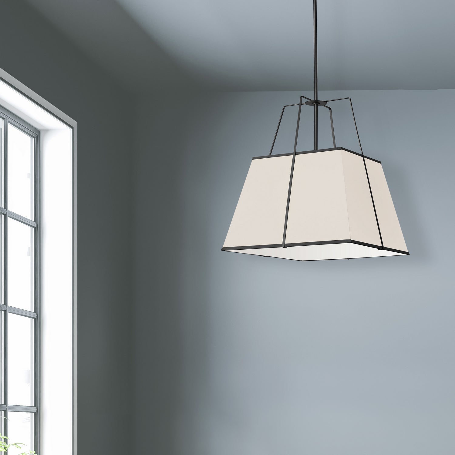 Dainolite Ltd - TRA-181P-BK-CRM - One Light Pendant - Trapezoid - Cream