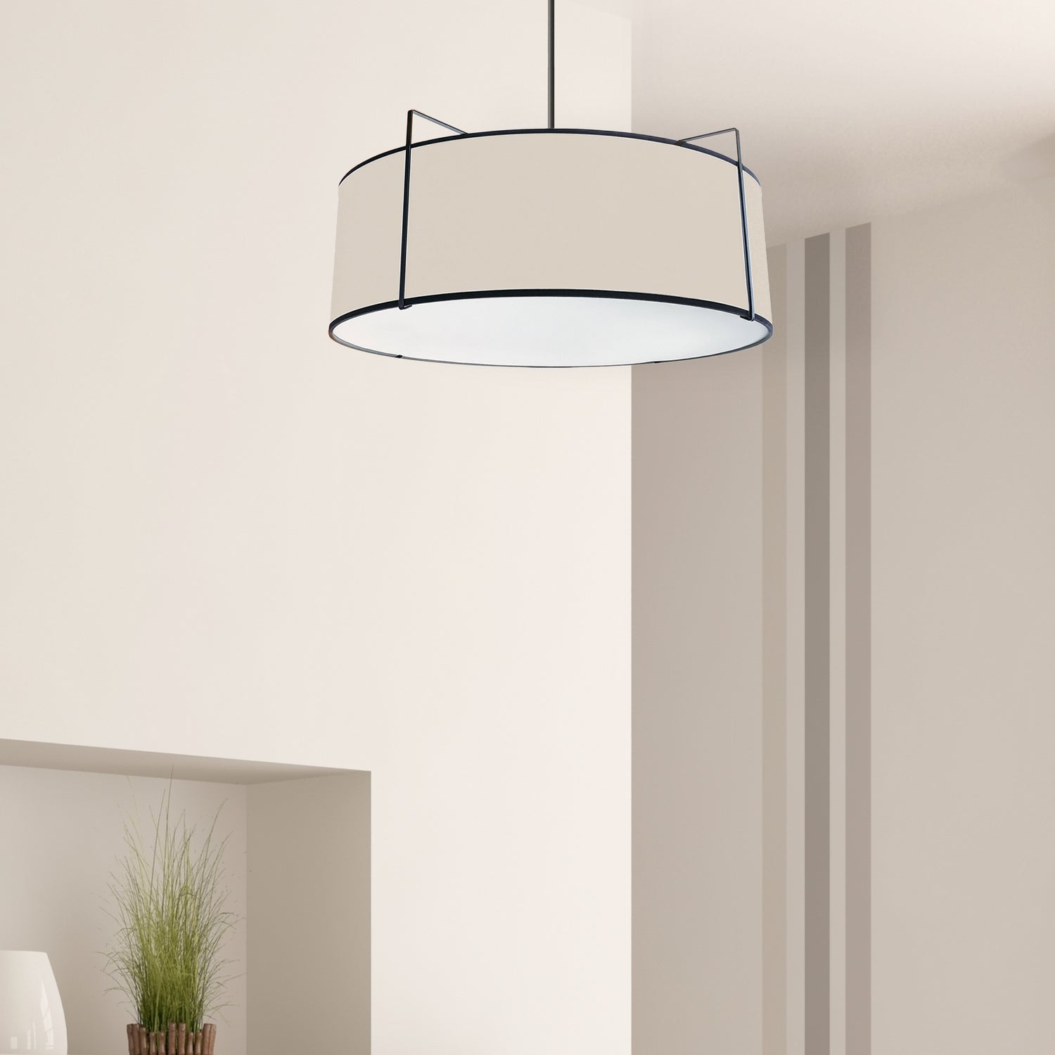 Dainolite Ltd - TRA-244P-BK-CRM - Four Light Pendant - Trapezoid - Cream