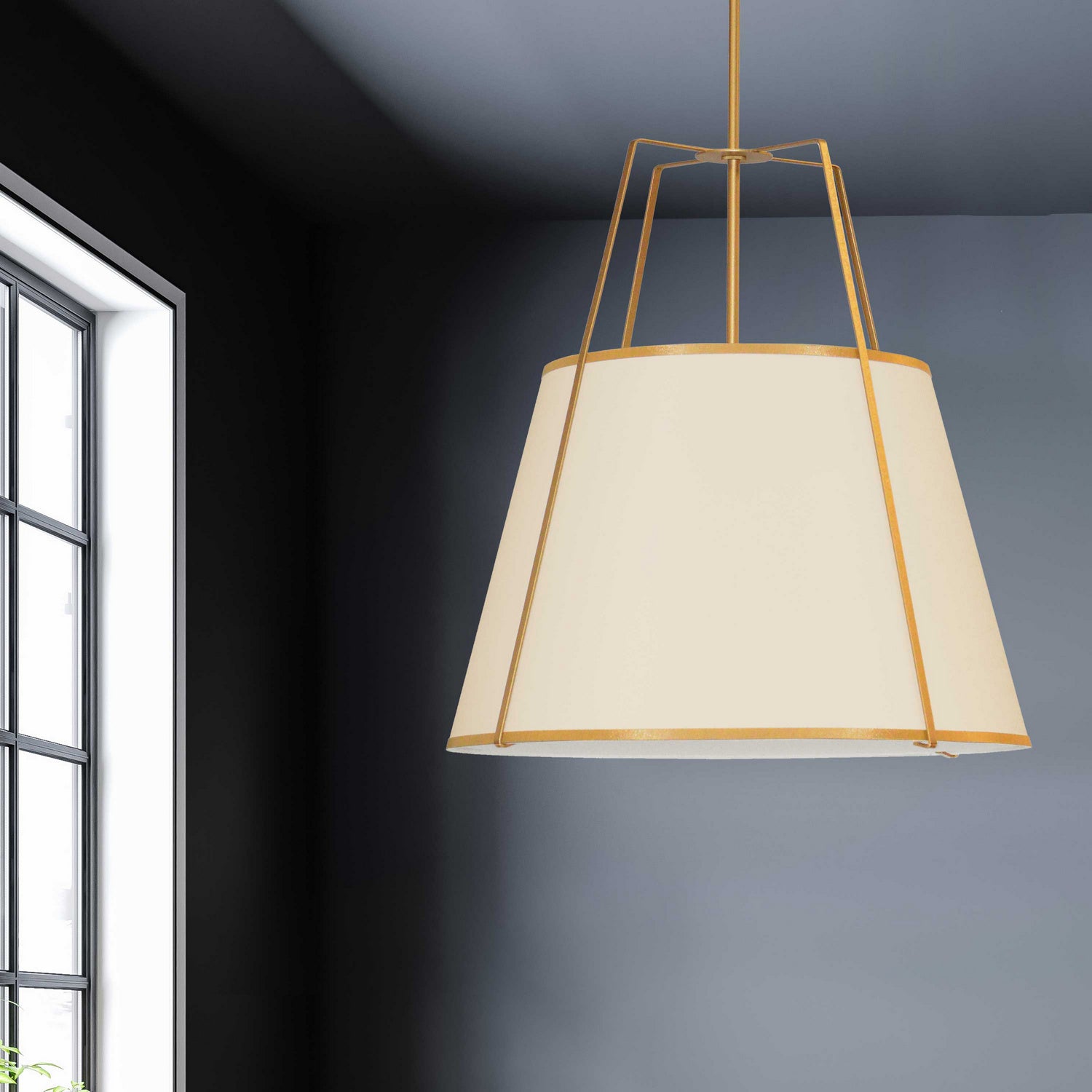 Dainolite Ltd - TRA-304P-GLD-CRM - Four Light Pendant - Trapezoid - Cream