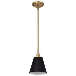 Nuvo Lighting - 60-7408 - One Light Pendant - Dover - Black / Vintage Brass
