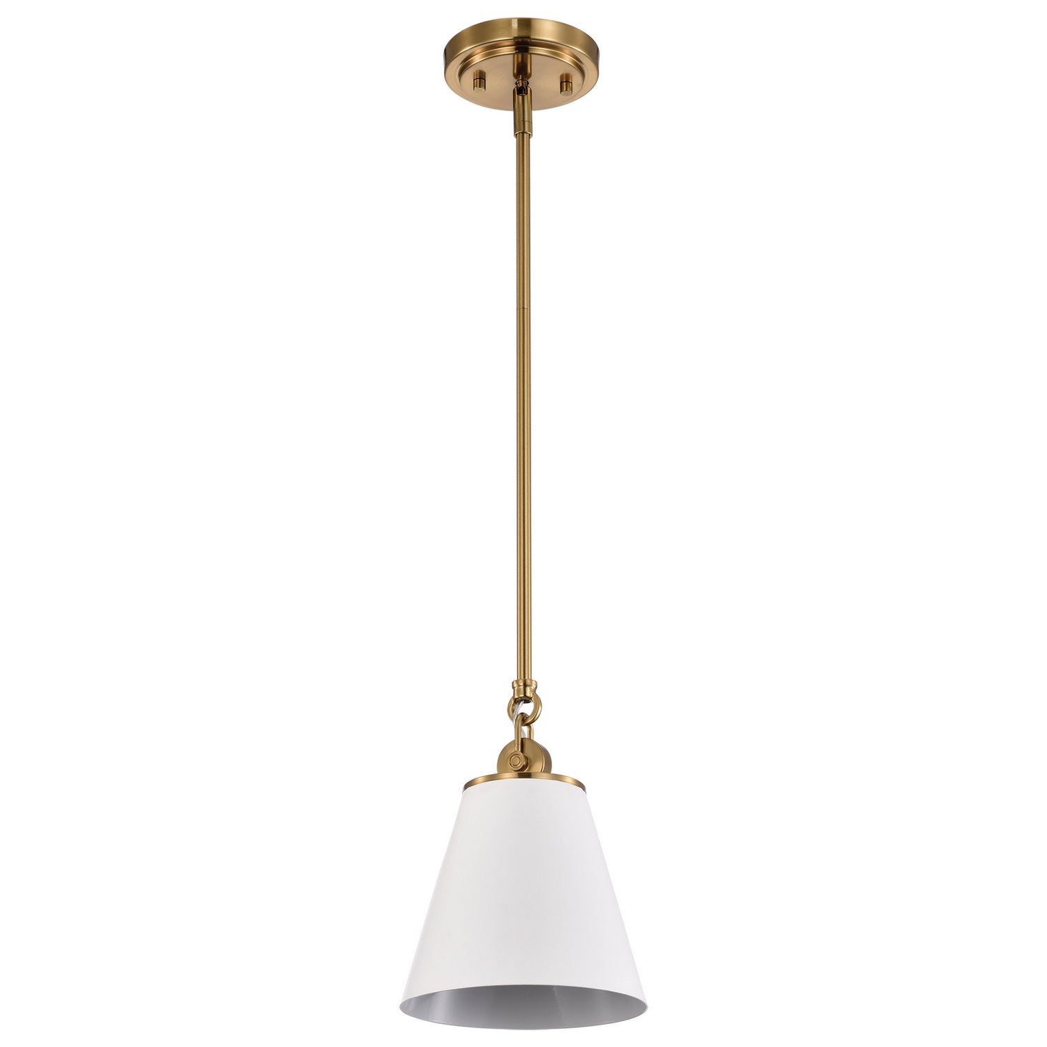 Nuvo Lighting - 60-7409 - One Light Pendant - Dover - White / Vintage Brass