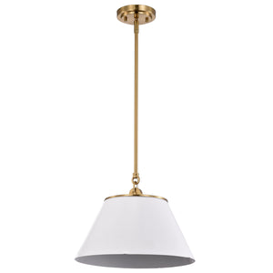 Nuvo Lighting - 60-7412 - One Light Pendant - Dover - White / Vintage Brass