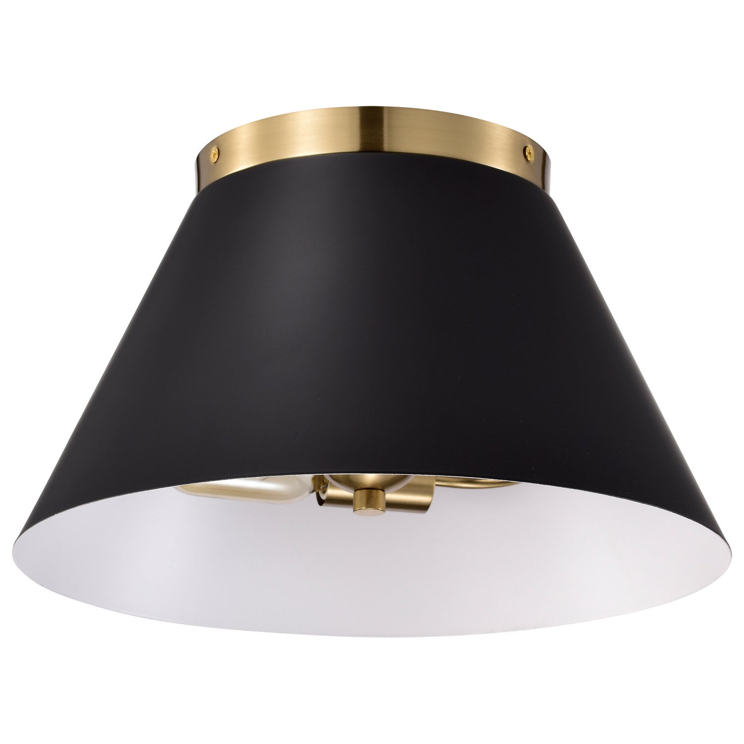 Nuvo Lighting - 60-7417 - Three Light Flush Mount - Dover - Black / Vintage Brass