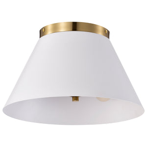 Nuvo Lighting - 60-7418 - Three Light Flush Mount - Dover - White / Vintage Brass