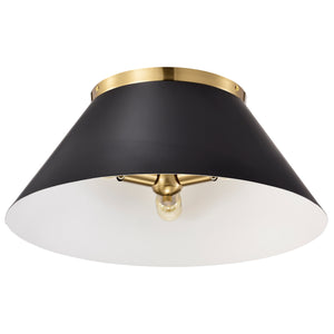 Nuvo Lighting - 60-7420 - Three Light Flush Mount - Dover - Black / Vintage Brass